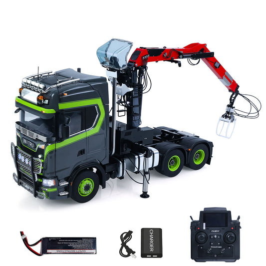 IN Stock Toucan Metal 6X6 Chassis 1/14 RC Tractor Truck 770S Hydraulic Crane DIY Lorry Electric Car Flysky PL18EVLite Remote Control Smoking