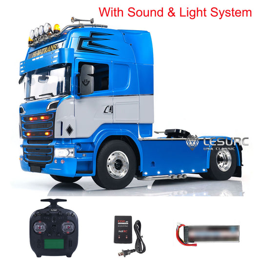 LESU 1/14 4*4 RC Tractor Truck Remote Control Car Hobby DIY Model Customized Sound Light System 801C RTR PNP Version