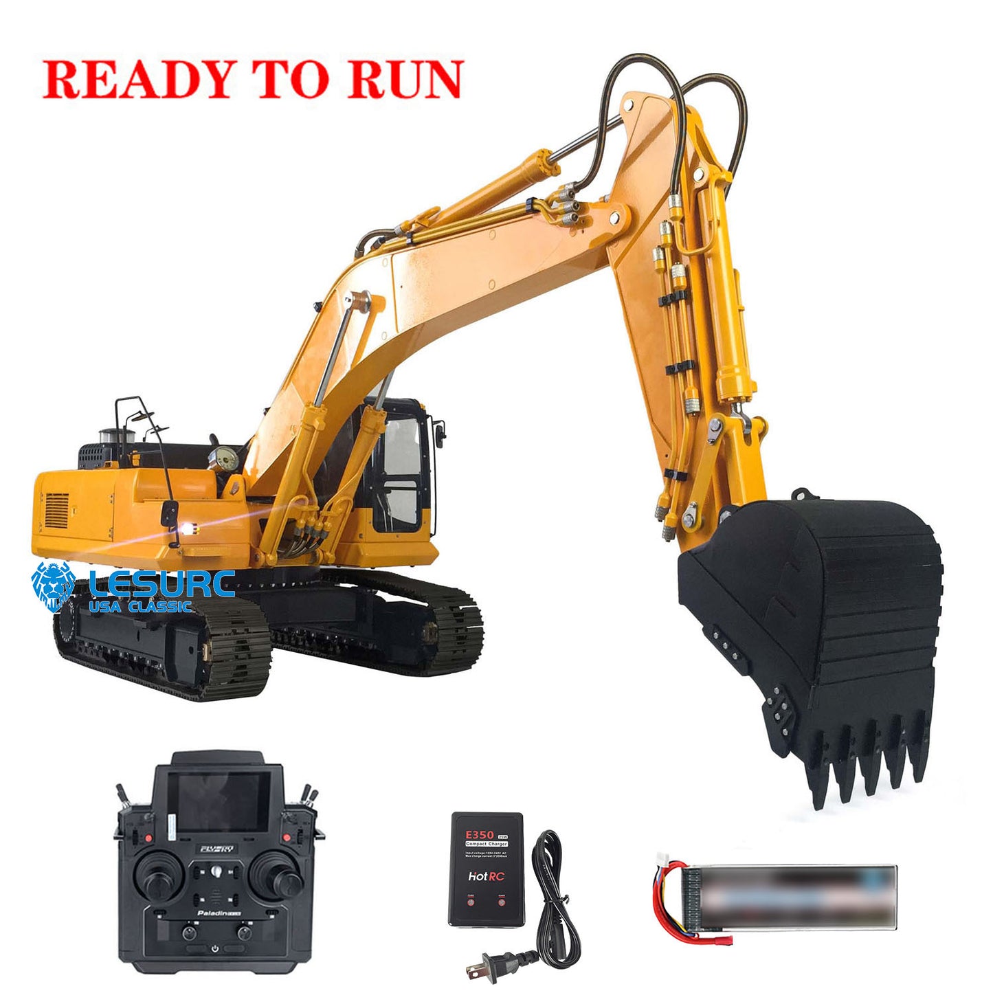 LESU PC360 1/14 Metal RC Excavator B0002 RTR Steel Alloy Hydraulic Digger Model with FlySky PL18EV Lite Controller Light System for Hobby Collectors