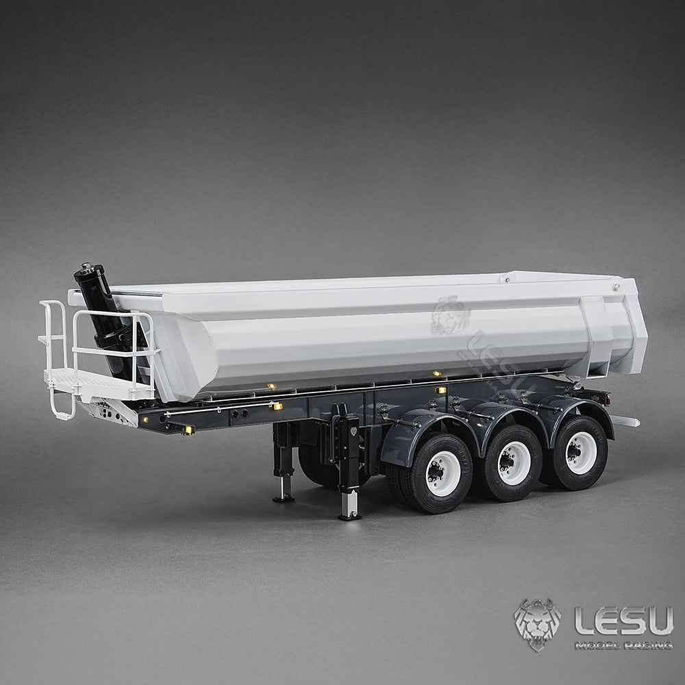 Metal LESU 3 Axles 1/14 Hydraulic Dump Trailer Model for RC Tractor Truck DIY TAMIYA With A0045 U-Bucket Electric Lifting Legs