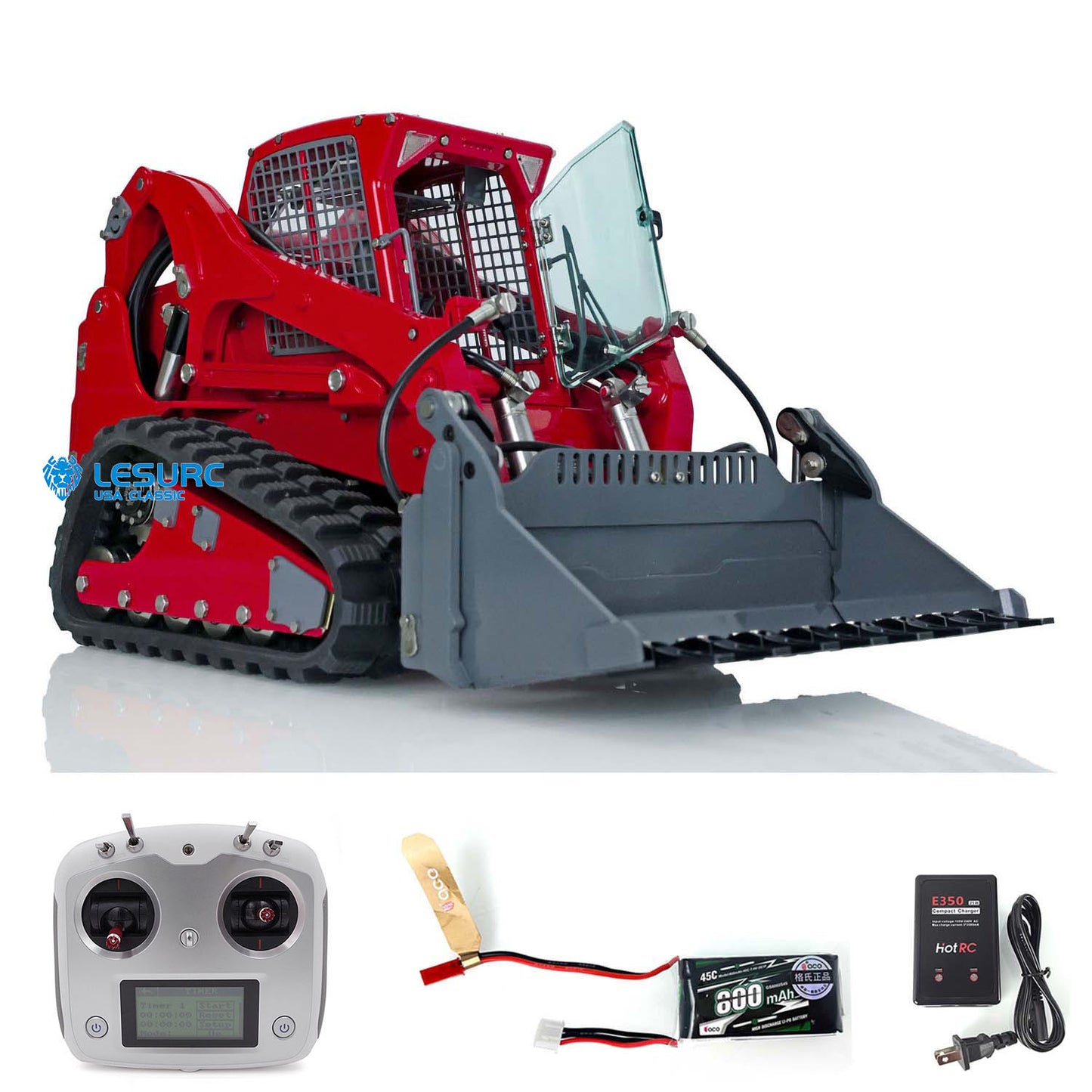 LESU AoueLT5 1/14 Stainless Steel Hydraulic RC Skid-Steer Loader B0008 with Light Sound System for Construction Vehicle Model Enthusiast