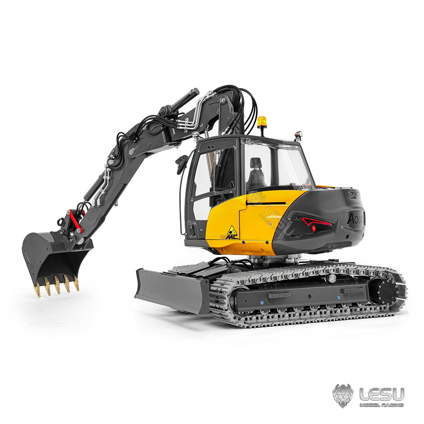 LESU Metal 1/14 Hydraulic RC Excavator MC15 4 Arms Remote Control Digger Model 9 Ways Valve Dual Pumps Light Sound Radio Battery