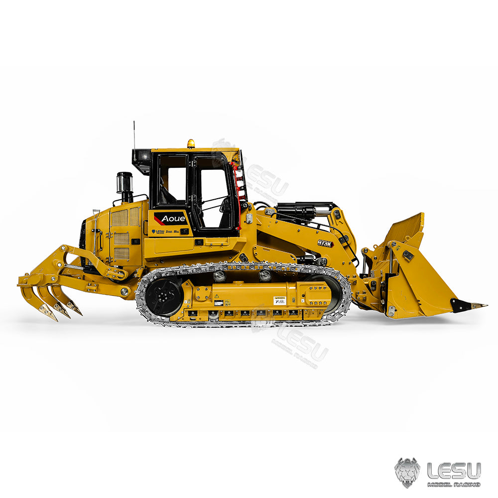 LESU 973K 1/14 Metal RC Hydraulic Loader B0024 with Flysky ST8 Radio Controller Light Sound System Openable Bucket Rear Plow for Outdoor Fun