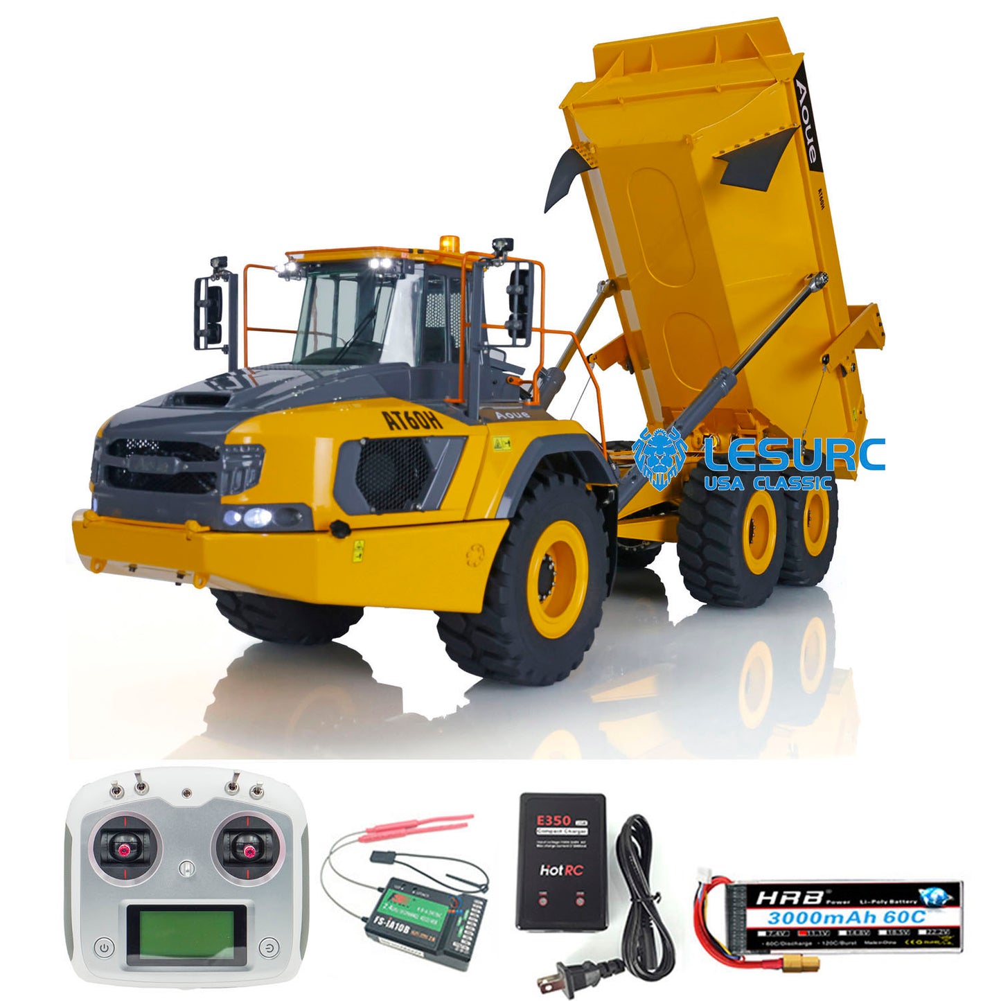 LESU Aoue AT60H 1/16 Metal Hydraulic KIT/PNP/RTR RC Articulated Truck A0004 with 2 Speed Transmission Light System for Construction Model Hobbyists