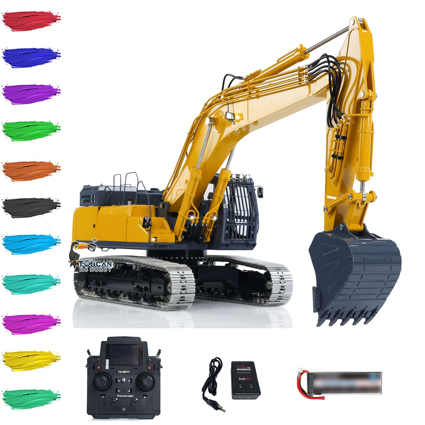 LESU 1/14 Hydraulic RC Excavator AOUE SK500 RTR Metal Digger Model Construction Vehicles 6CH Valve Paladin PL18EV LITE Battery
