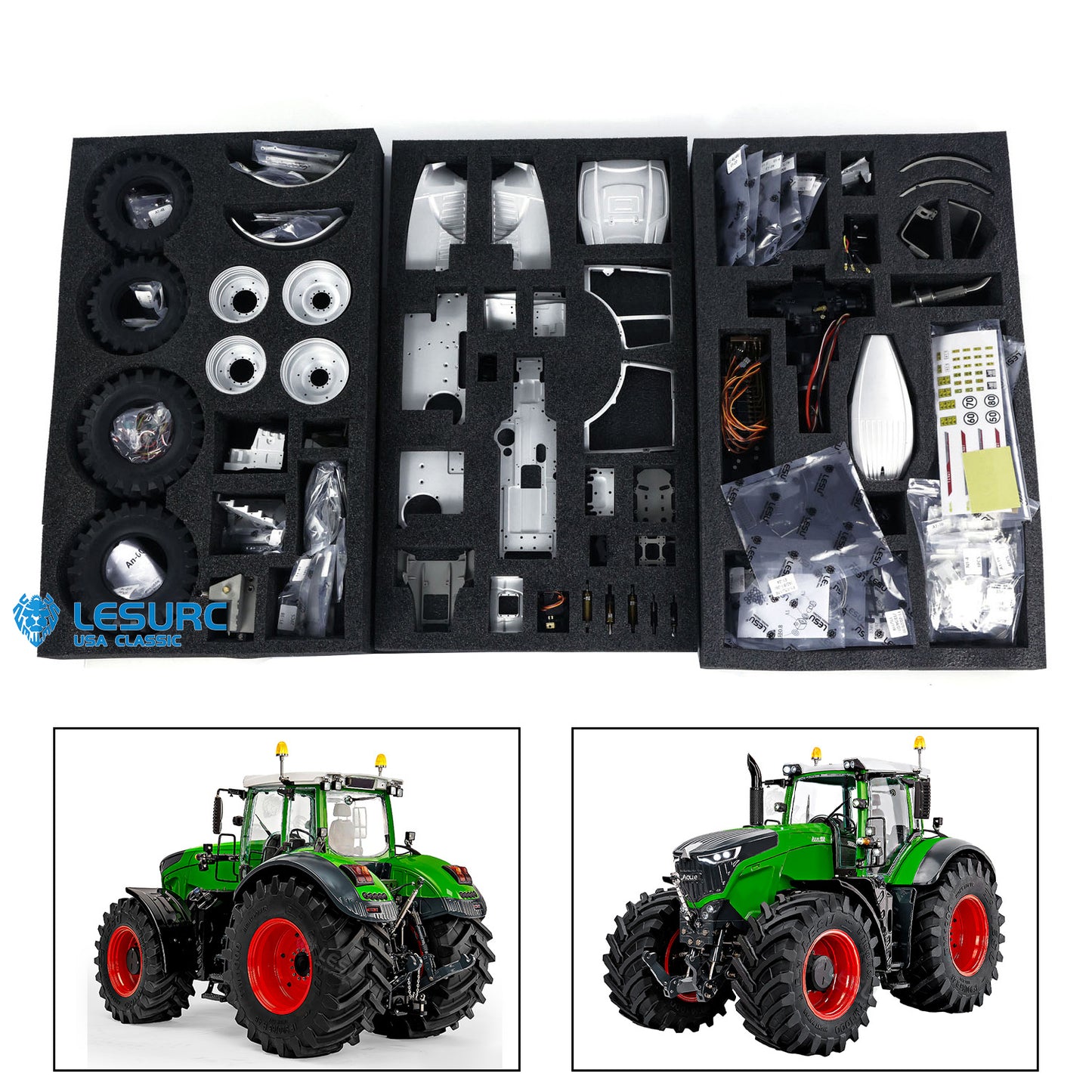 Brand New LESU 1/14 4X4 AOUE 1050 Metal Hydraulic RC Tractor Remote Control Car Model Kits Simulation Vehicle Model DIY Light