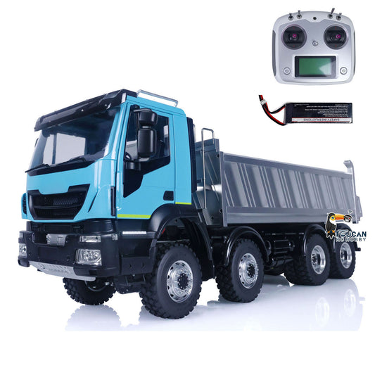 LESU 1/14 Ready To Run Remote Controlled Hydraulic Dump Car 8X8 for Metal Chassis Dumper Trucks Construction Vehicle E350 Charger