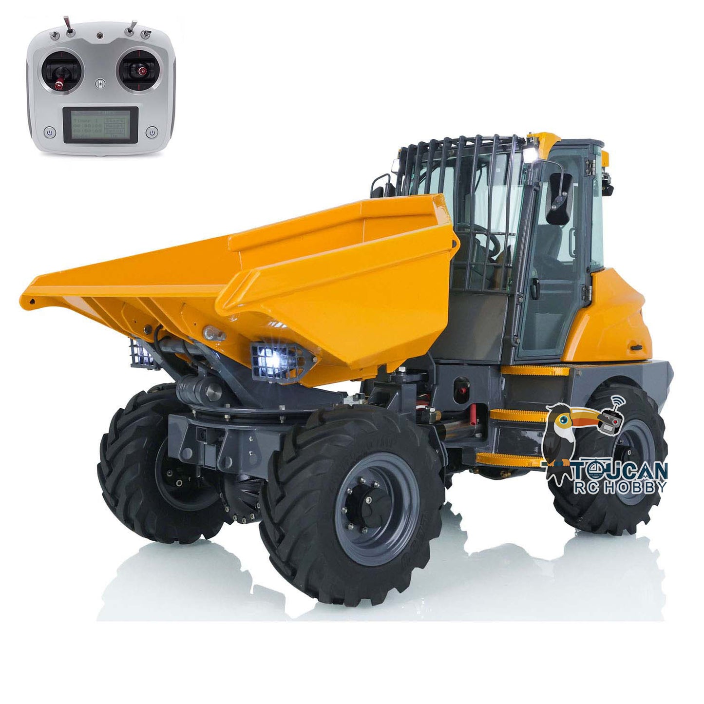 LESU 1/14 Scale AOUE 6MDX Metal Remote Controlled Hydraulic Articulated Dumper Truck 4X4 Tipper Car Construction Vehicle Motor