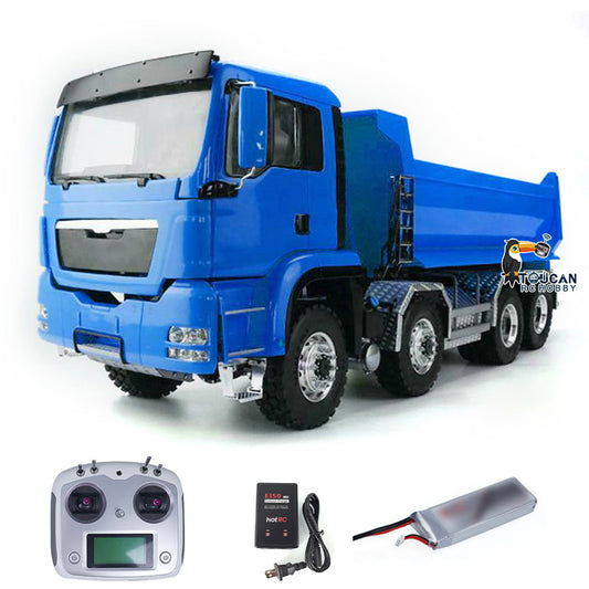 LESU RC Hydraulic Dumper Car 1/14 8x8 Metal Chassis Painted Customized Tipper Trucks I6S Radio Control