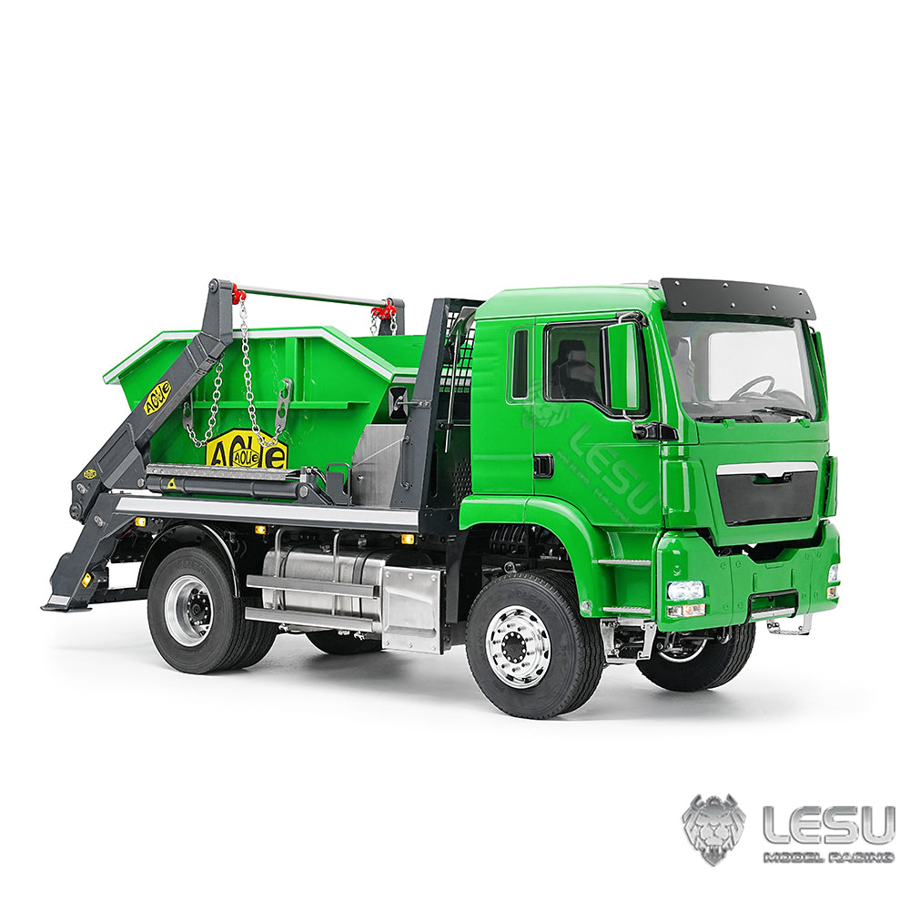 LESU Metal 1/14 RC Hydraulic Swing Arm Garbage Truck 4X4 Skip Loader RTR TGS Car Radio Control Emulated Vehicle Model 4CH 3Speed