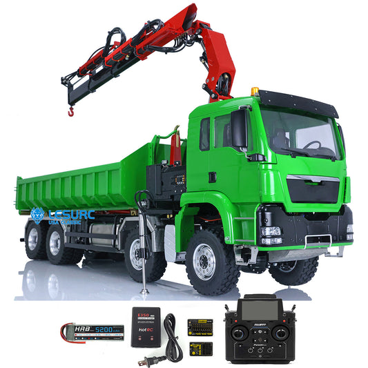 LESU 1/14 8*8 RC Roll on/off Hydraulic Truck Crane Dumper Tipper Reversing Valve W/ Light Sound Motor ESC Battery PL18EV Radio