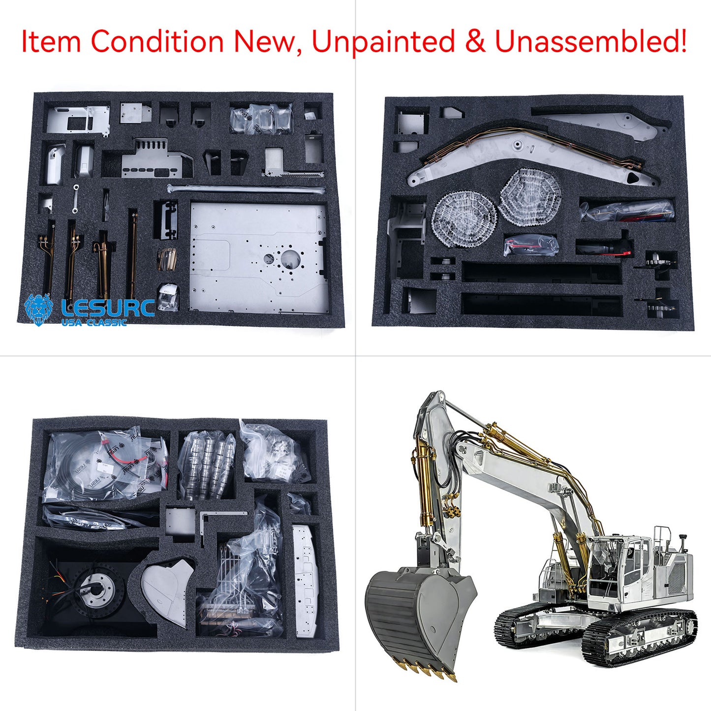 LESU LR945 RC Hydraulic Excavator 1/14 Metal Tracked Remote Controlled Digger Kits W/ Motor Servo ESC Light DIY Metal tracked Excavator