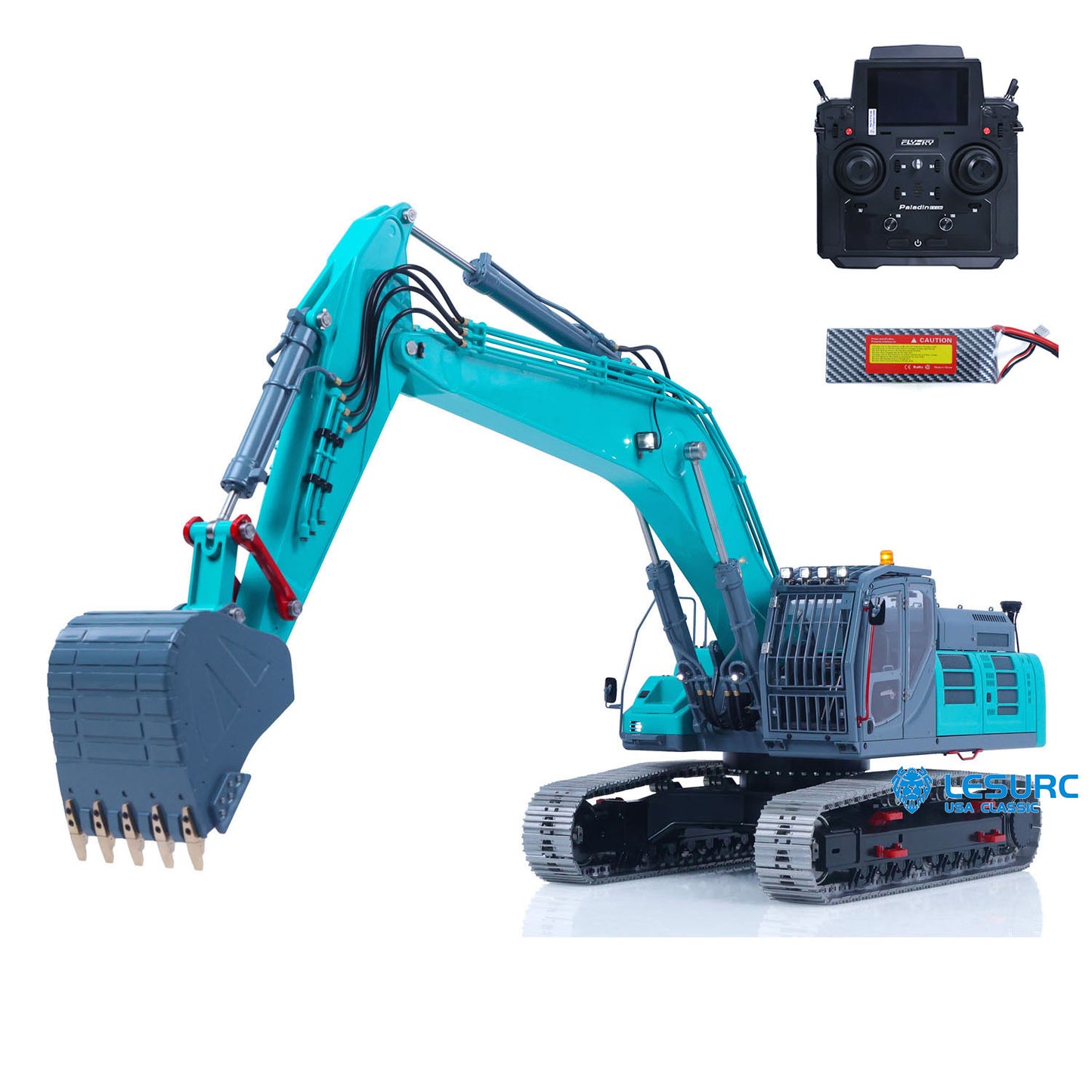 LESU SK500 1/14 Metal RC Hydraulic Excavator B0018 with FlySky PL18EV Lite Radio Controller 6CH Valves Light System for Construction Hobbyists