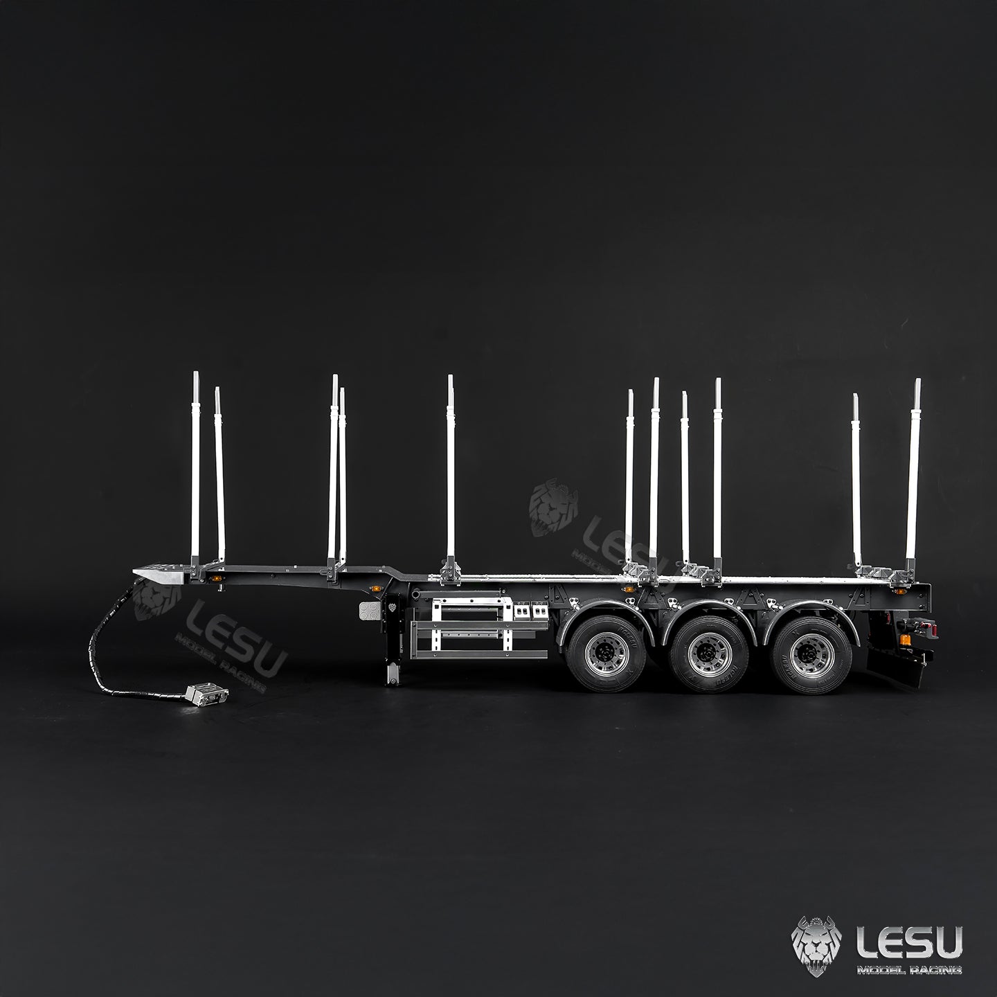 LESU 1/14 Metal Log Semi Trailer RC Wood Transport Car Light Electric Lifting Leg Servo-Controlled Drum Brake for TAMIYA Tractor