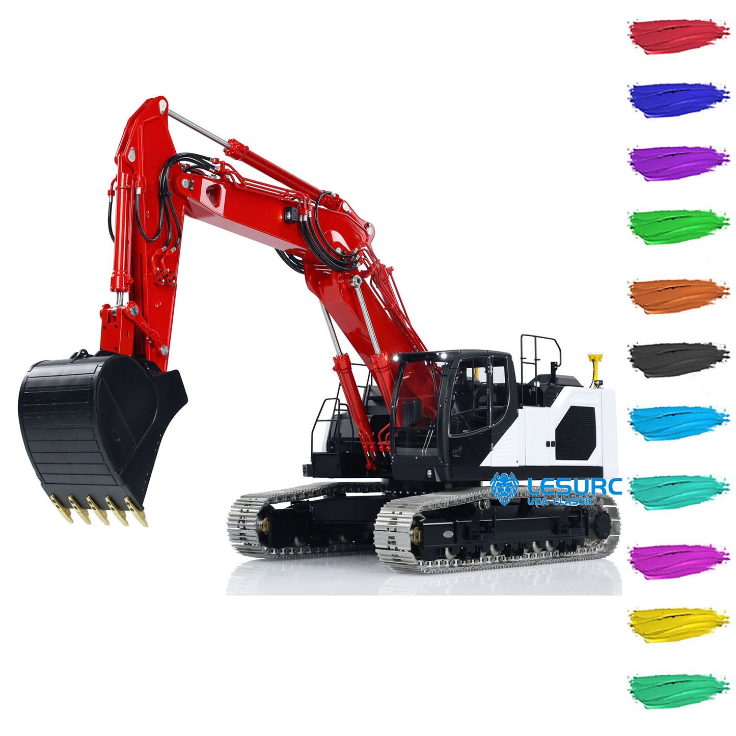 3-Section Arm LESU Metal 1/14 Hydraulic RC Excavator LR945 Radio Control Diggers Simulation Engineering Vehicle Model Light Servo