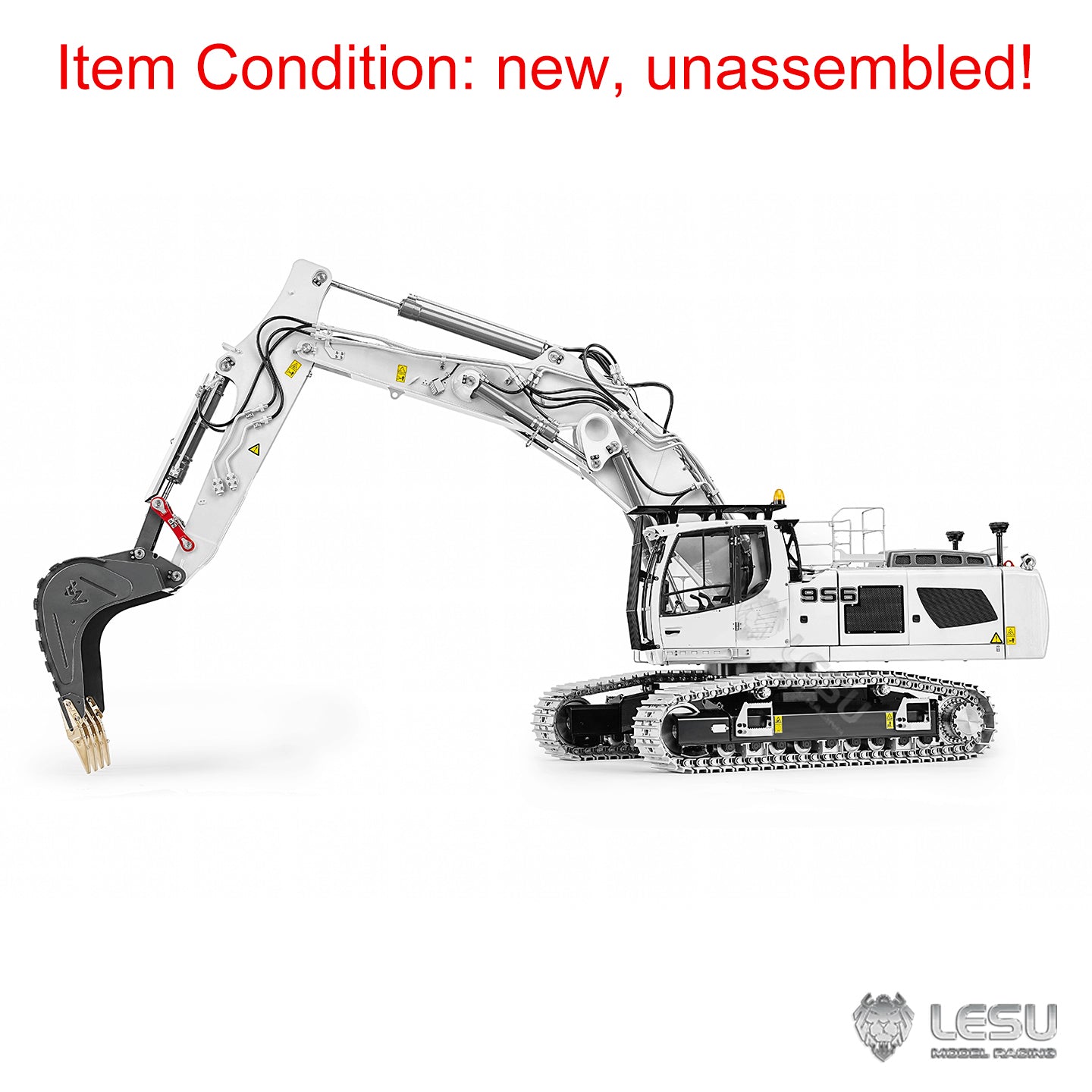 LESU 1/14 Remote Control Metal Hydraulic Excavator Aoue LR956 KIT 3 Arms RC Digger Model 7CH Valve GPS 4MPA Dual Pumps Light ESC