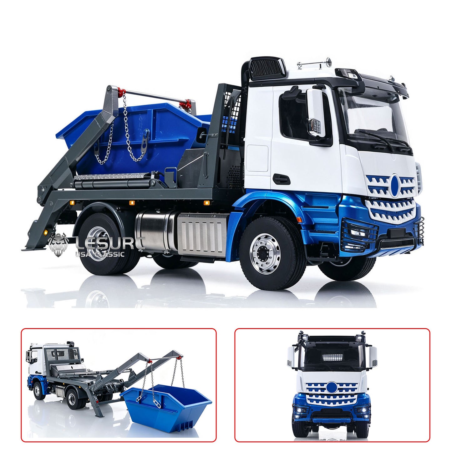 LESU 1/14 4X4 Skip Loader 3Speed 3363 MetalChassisRC Hydraulic Swing Arm Garbage Dump Truck Light Sound Hub Reduction Axle