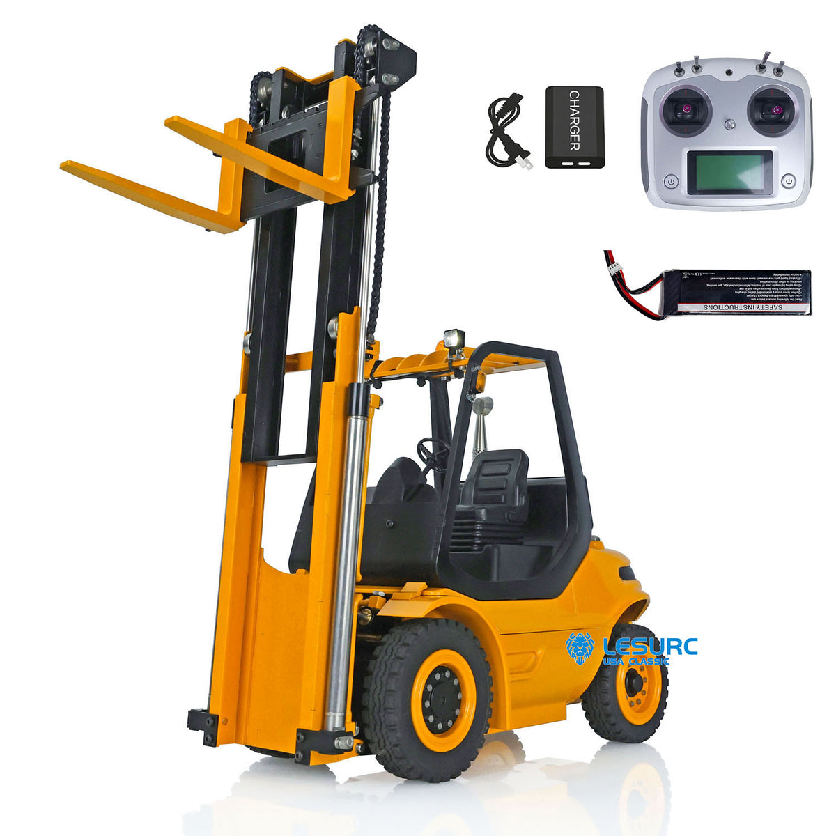 US Stock LESU 1/14 Hydraulic RC Forklift A0002 Transfer Vehicle with Differential Front Axle Light Sound System