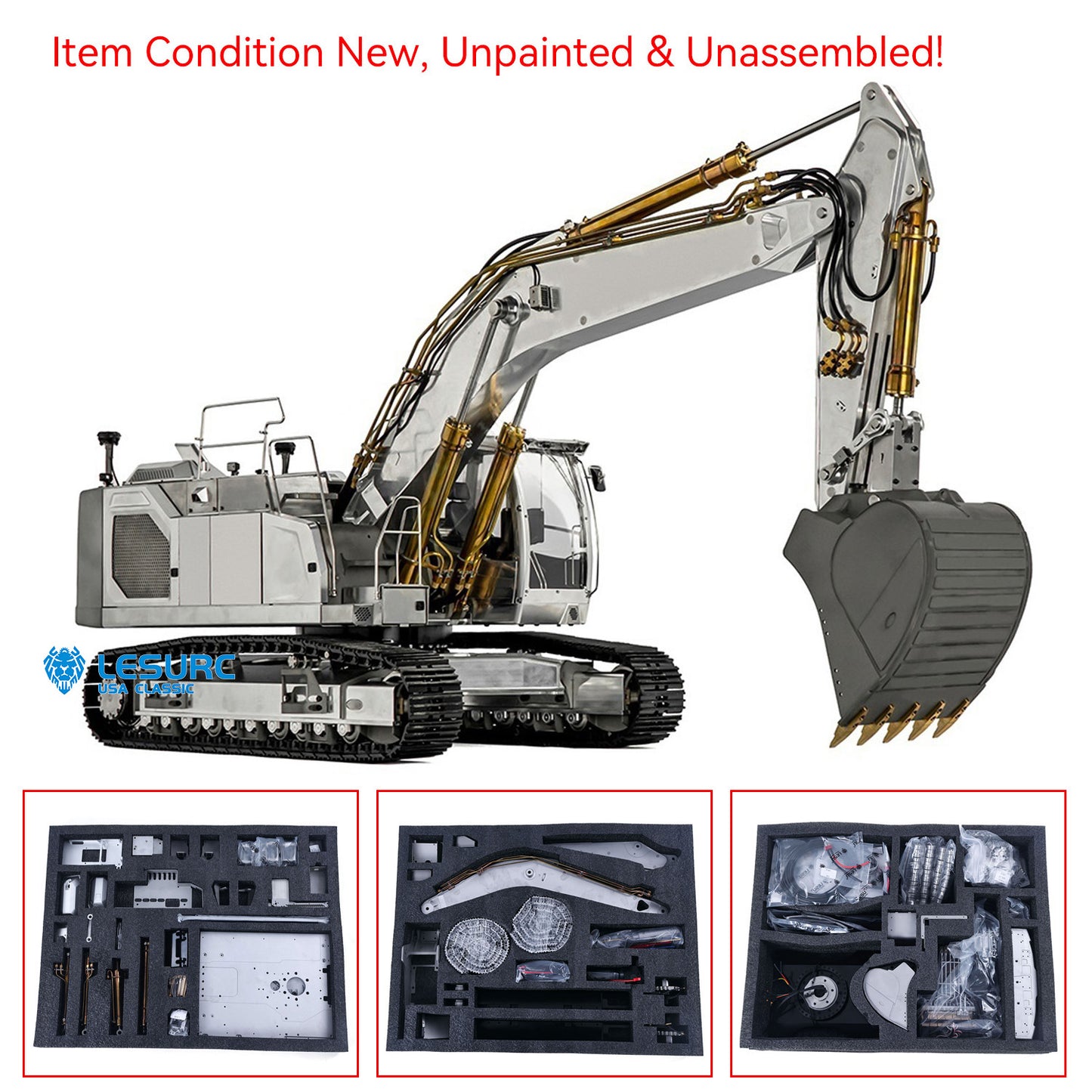 LESU LR945 RC Hydraulic Excavator 1/14 Metal Tracked Remote Controlled Digger Kits W/ Motor Servo ESC Light DIY Metal tracked Excavator