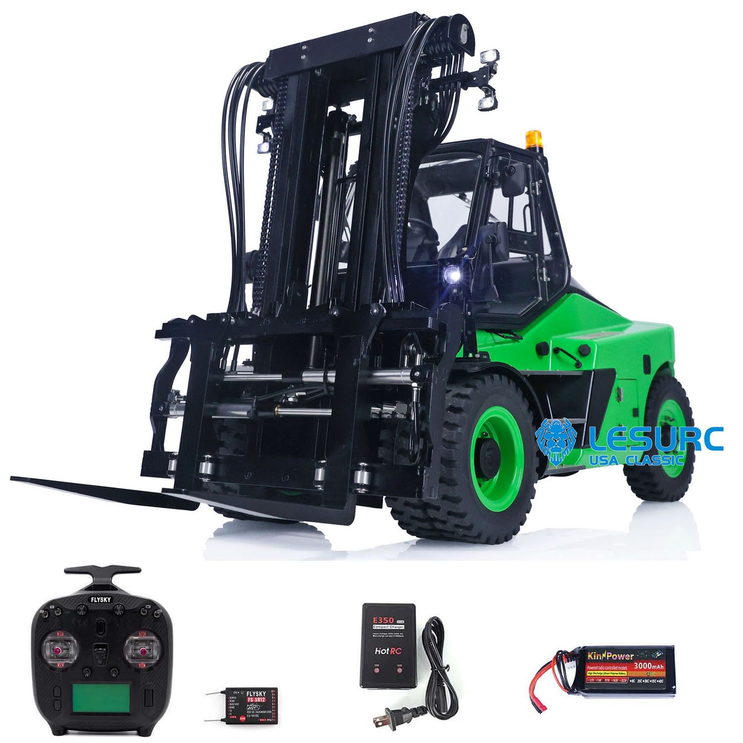 LESU AOUE LD160S 1/14 Metal Hydraulic RC Forklift FlySky ST8 Remote Controller and SR12 Receiver 6 Ways Reversing Valve Sound Light System