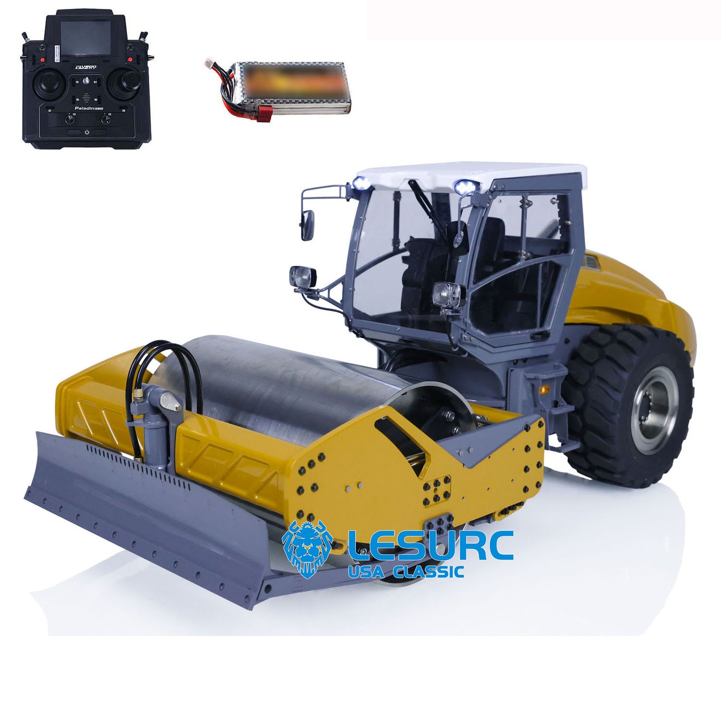 LESU Aoue-H13i 1/14 Metal RC Hydraulic Road Roller A0009 RTR with FlySky PL18EV Lite Radio Controller Light Sound for Model Collectors