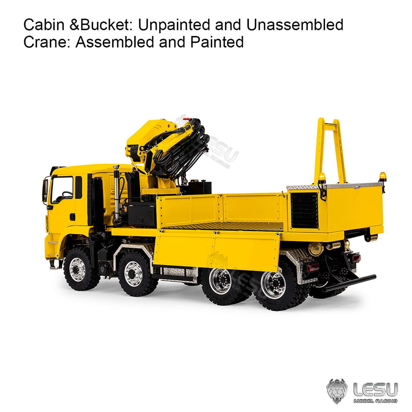 LESU 1/14 Hydraulic RC Roll on off Dumper Truck Crane Metal 8x8 Chassis Axles Lock 2Speed Gearbox 2+7CH Valve Sound Light System