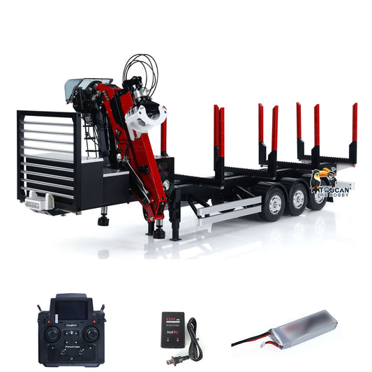 Customized LESU Hydraulic Metal Timber Crane 1/14 RC Log Trailer Flatbed Semi Trailer Painted and Assembled 99*40*20(cm) Light System