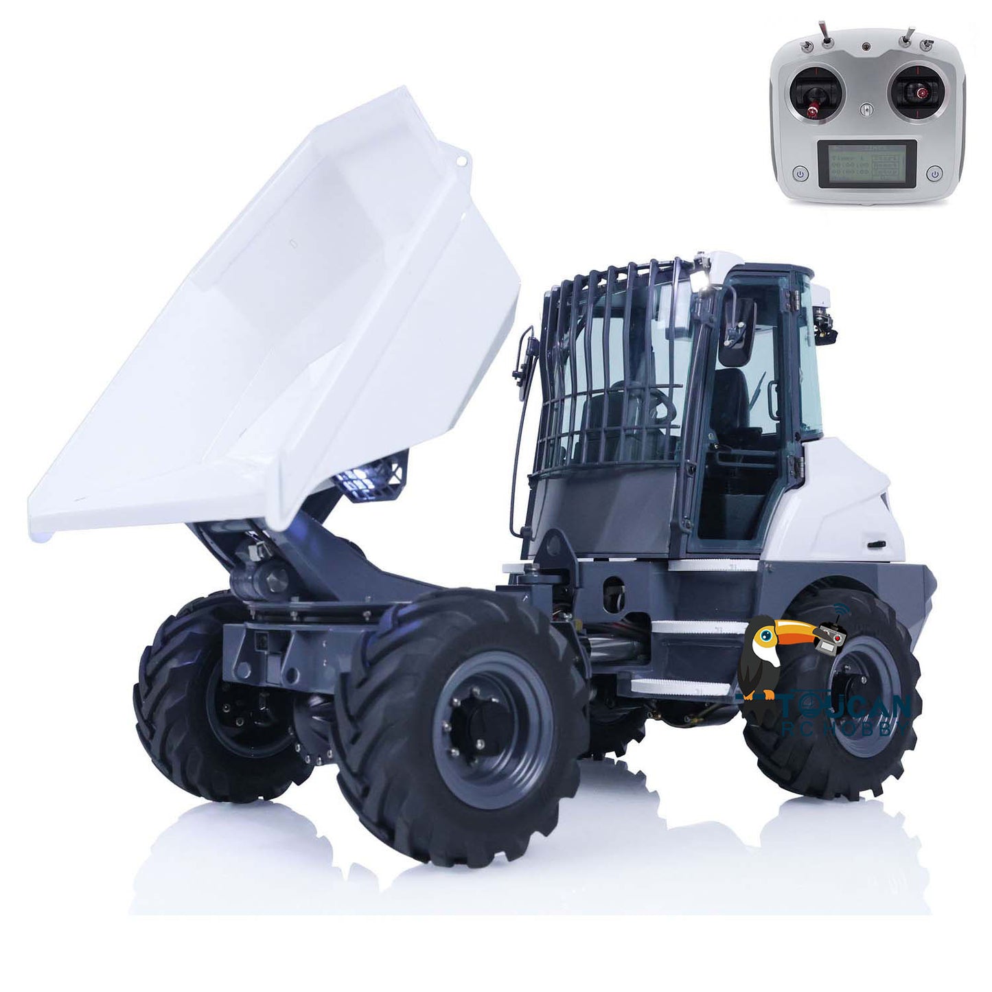 LESU 1/14 Scale AOUE 6MDX Metal Remote Controlled Hydraulic Articulated Dumper Truck 4X4 Tipper Car Construction Vehicle Motor