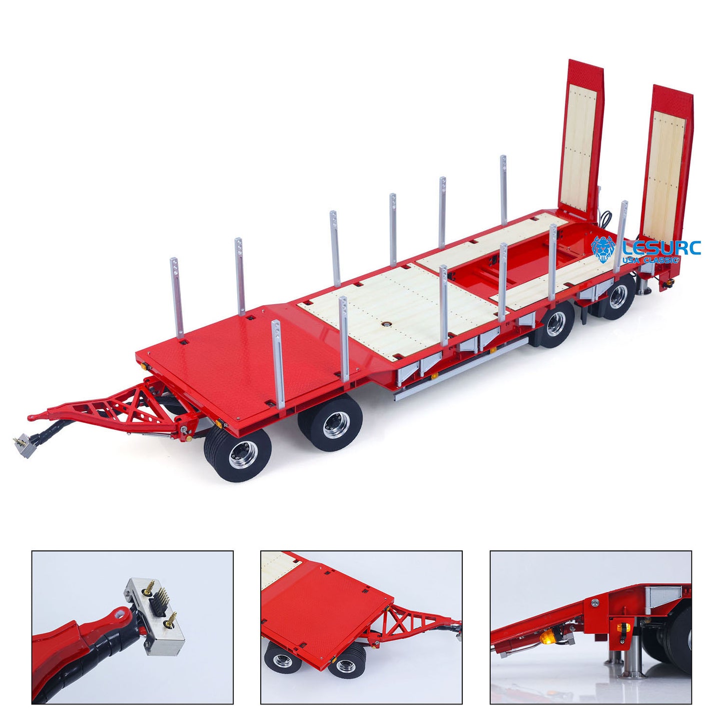 LESU A0049 1/14 Metal 4-Axle Hydraulic RC Trailer Model with Lifting Tailboard Brushless ESC 2CH Valves for RC Tractor Trucks