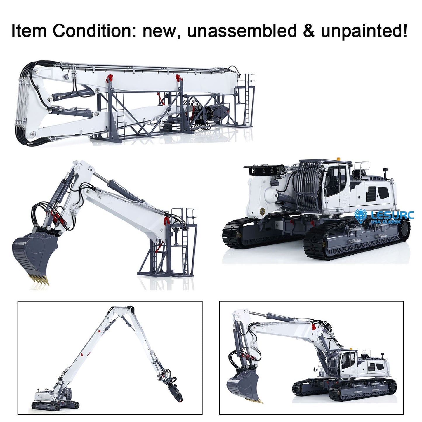 LESU LR960 KIT 1/14 RC Full Hydraulic Excavator Demolition Digging Arm DIY Model Emulated Construction Vehicle Unpainted Unassembled