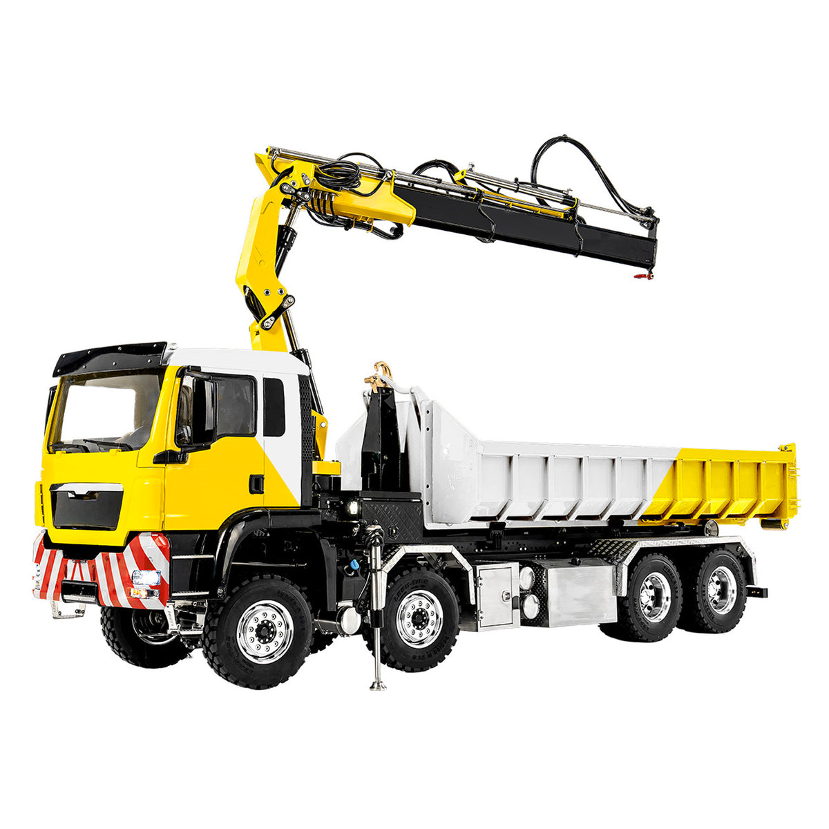 LESU Z0124 1/14 8x8 Hydraulic Crane RC Roll Off Dump Truck with TGS Cabin Metal Chassis Telescopic Hook Lift 3 Speed Gearbox Light Sound System