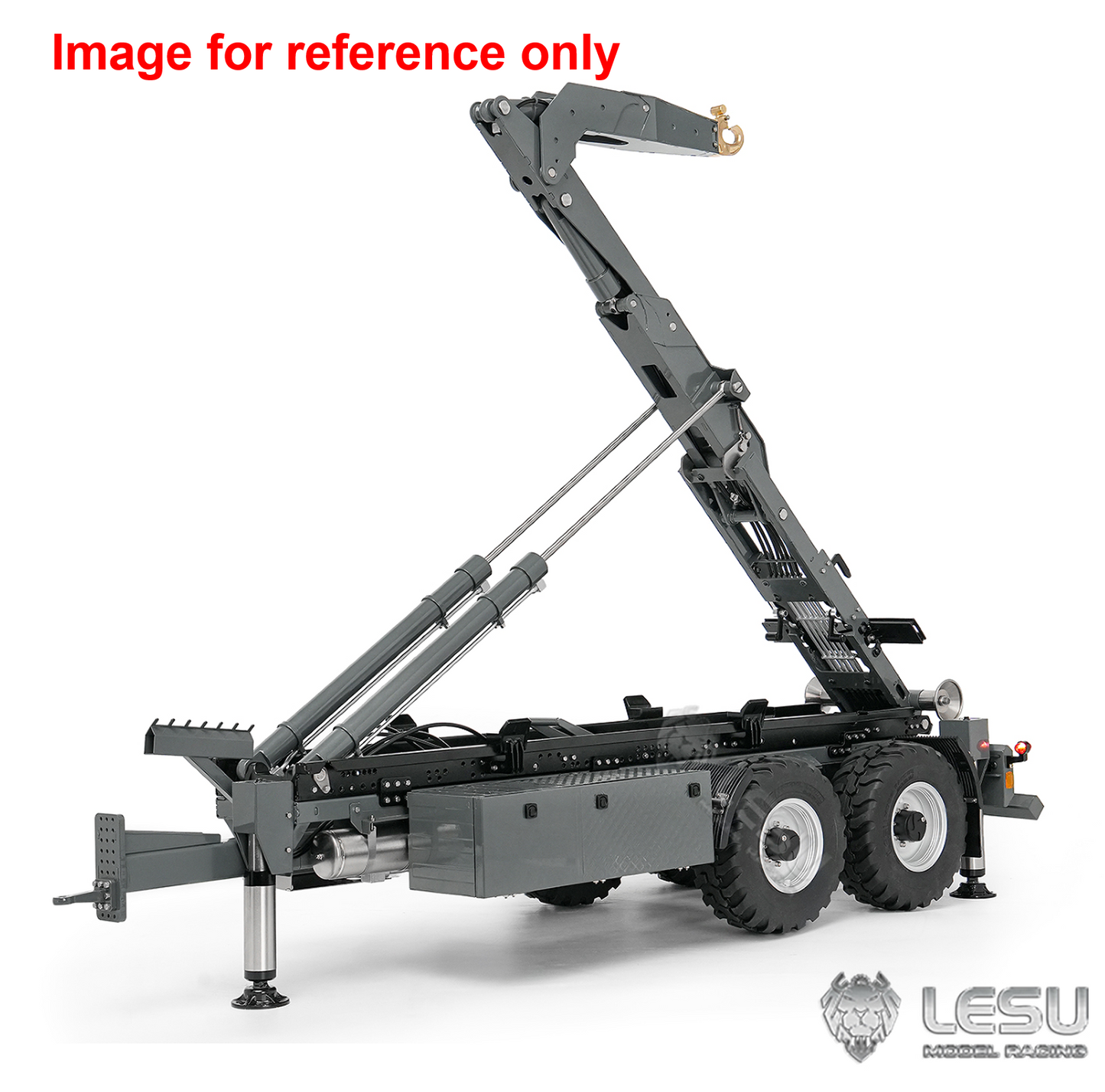 LIMITED-TIME SALE IN Stock LESU A0066 1/14 Metal Hydraulic RC Roll Off Trailer Telescopic/Folding Hooklift with Support Legs 5CH Reversing Valve Lights