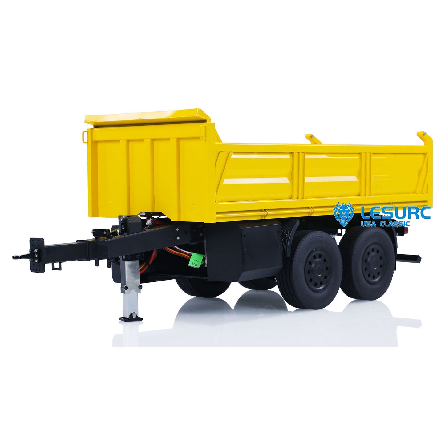 LESU A0051 1/14 Metal Hydraulic RC Full Trailer with Electric Support Legs LED Lights for RC Tractor Trucks Backyard Fun