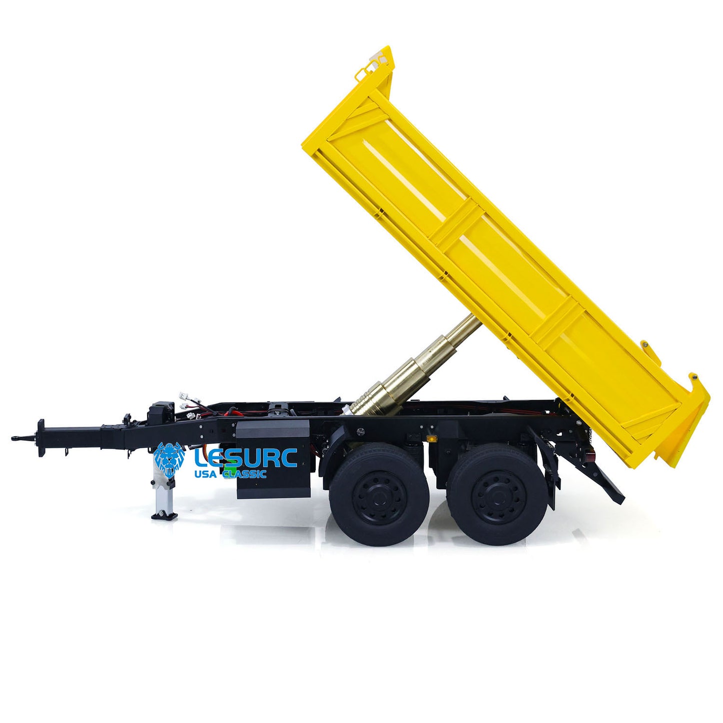 LESU A0051 1/14 Metal Hydraulic RC Full Trailer with Electric Support Legs LED Lights for RC Tractor Trucks Backyard Fun