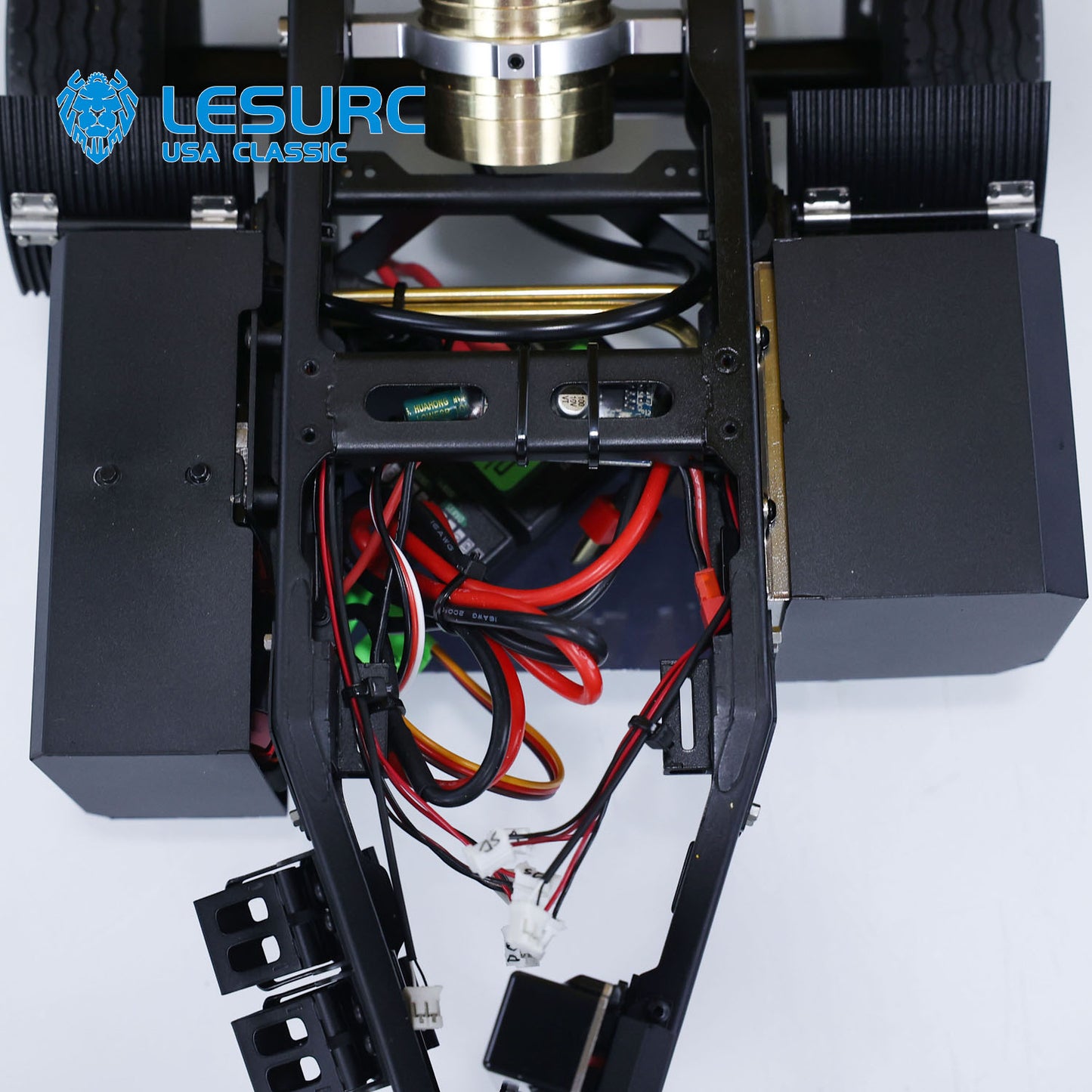 LESU A0051 1/14 Metal Hydraulic RC Full Trailer with Electric Support Legs LED Lights for RC Tractor Trucks Backyard Fun