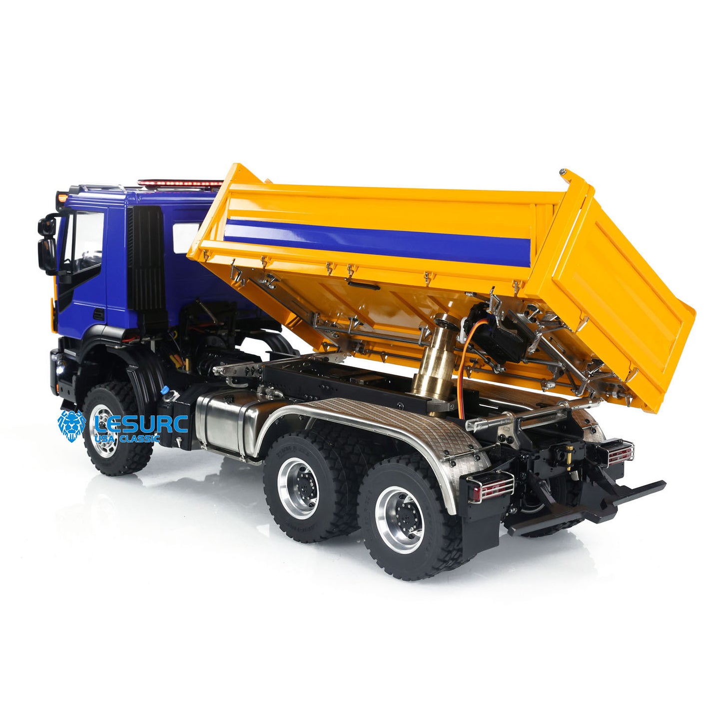 LESU 1/14 RC Hydraulic Dump Truck 3-way Metal 6x6 Remote Control Tipper Car Model Simulation Vehicle FlySky I6S Radio 3Speed