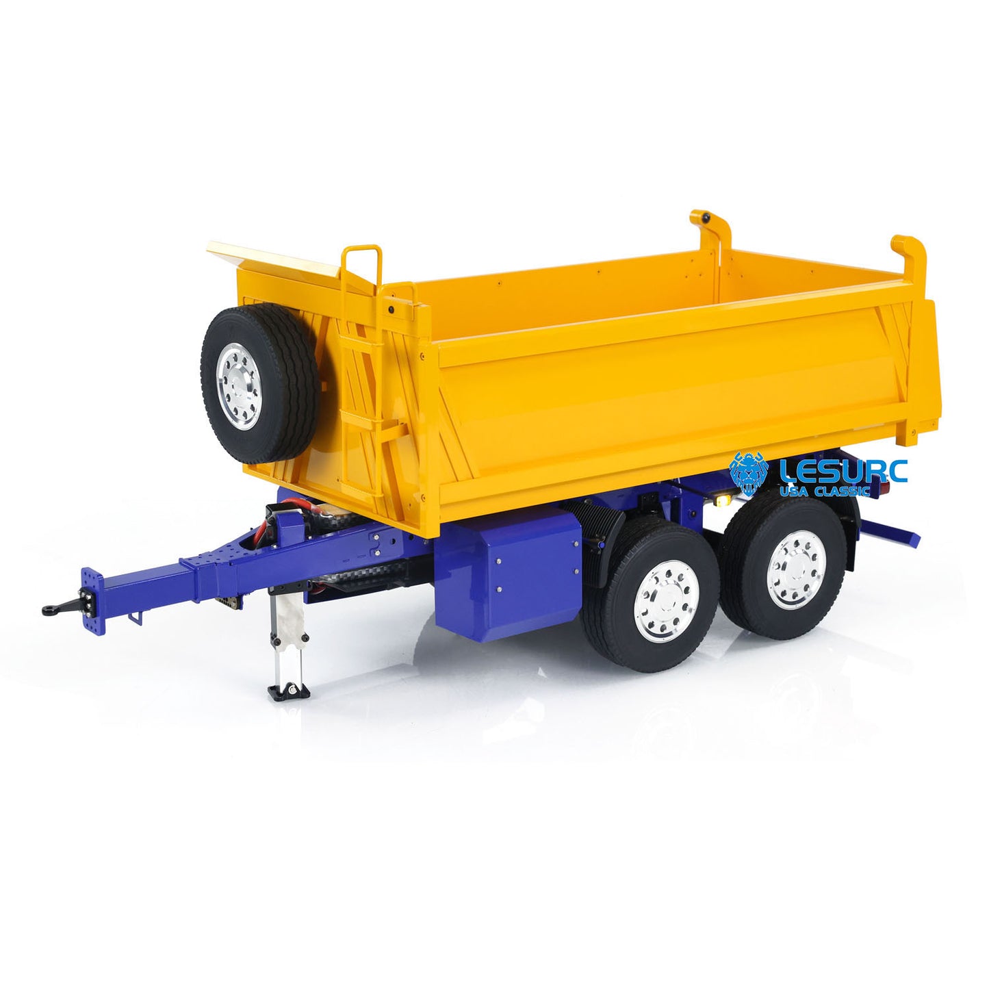 LESU Metal 1/14 2-Axle RC Hydraulic Trailers Electric Self-dumping Full Trailer for Construction Vehicles Truck Model DIY LED Lights