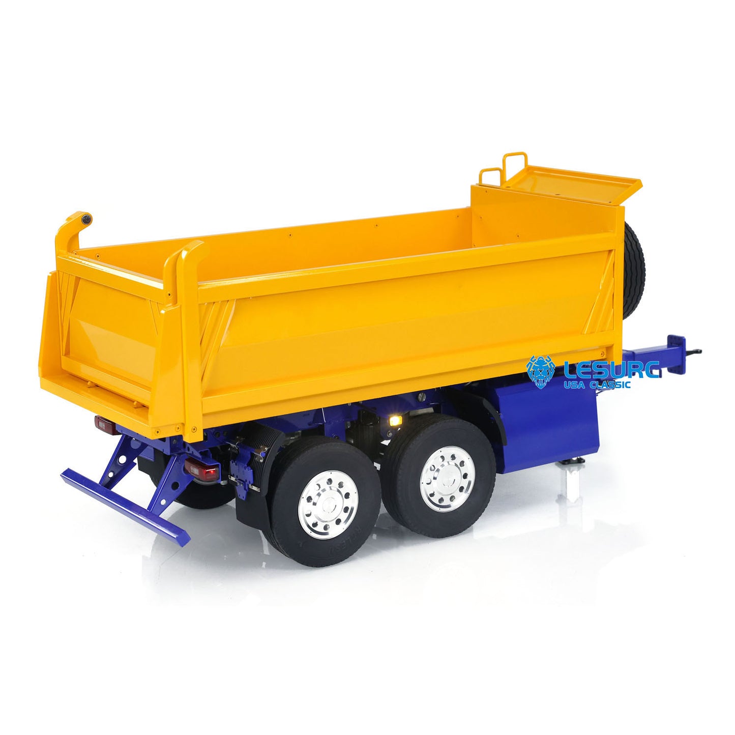 LESU Metal 1/14 2-Axle RC Hydraulic Trailers Electric Self-dumping Full Trailer for Construction Vehicles Truck Model DIY LED Lights