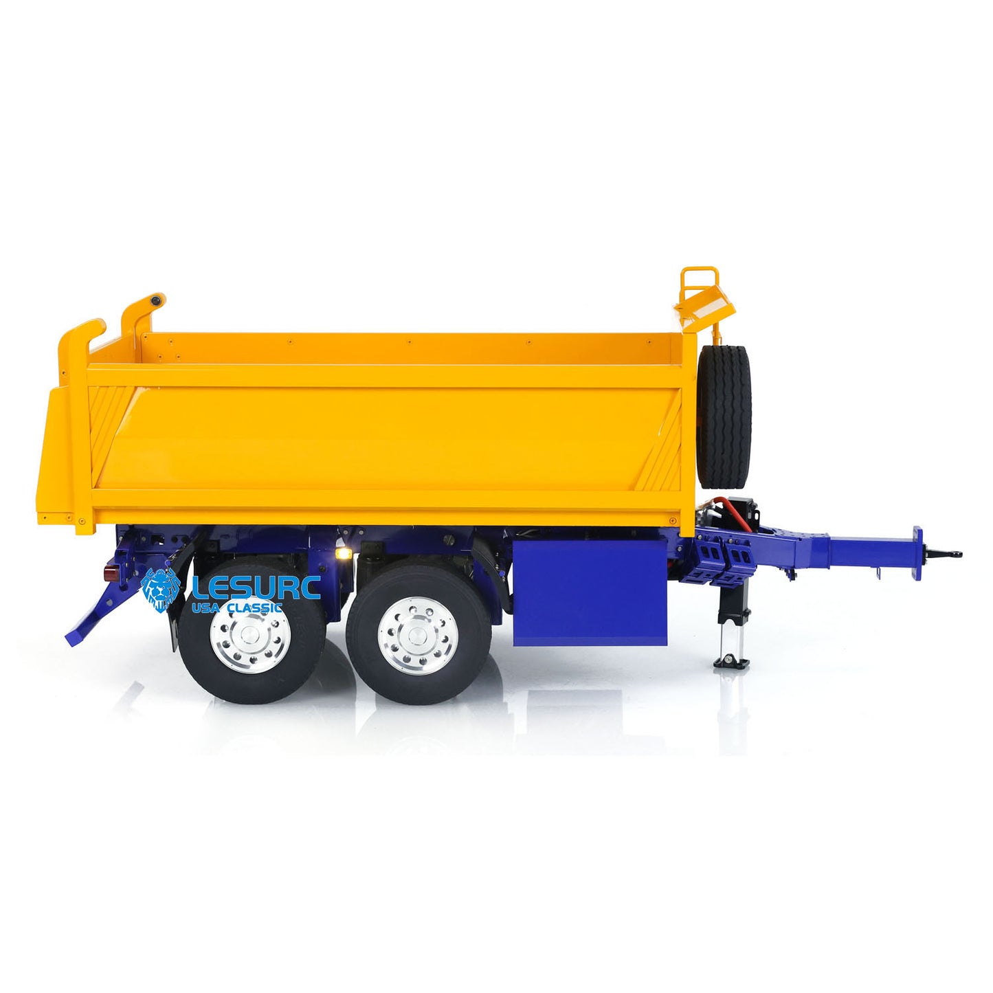 LESU Metal 1/14 2-Axle RC Hydraulic Trailers Electric Self-dumping Full Trailer for Construction Vehicles Truck Model DIY LED Lights