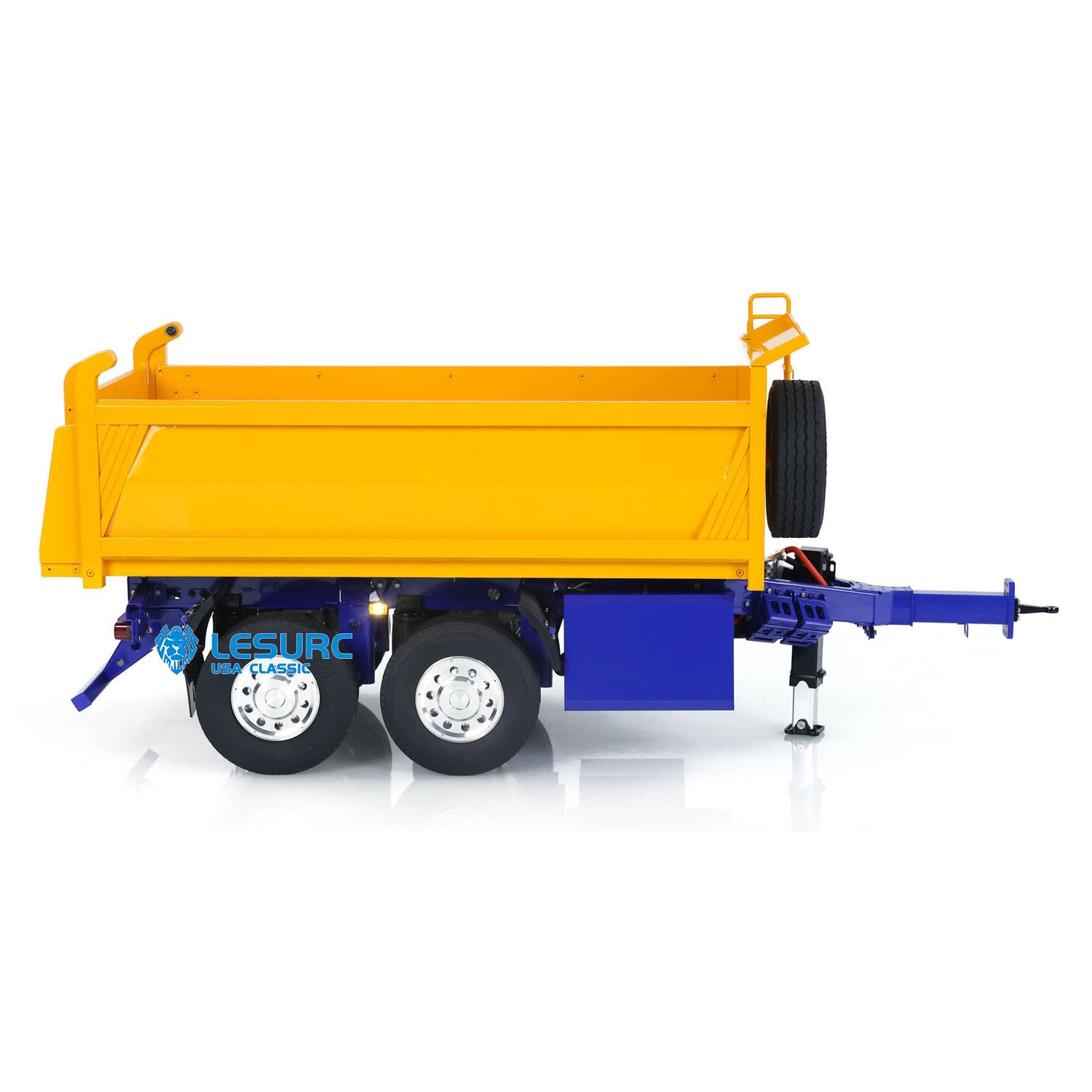 LESU A0051-C 1/14 Metal Full Dump Trailer 2-Axle Heavy Haul Transport Vehicle Electric Landing Legs LED Lights for RC Tractor Truck DIY Models for Model Enthusiast