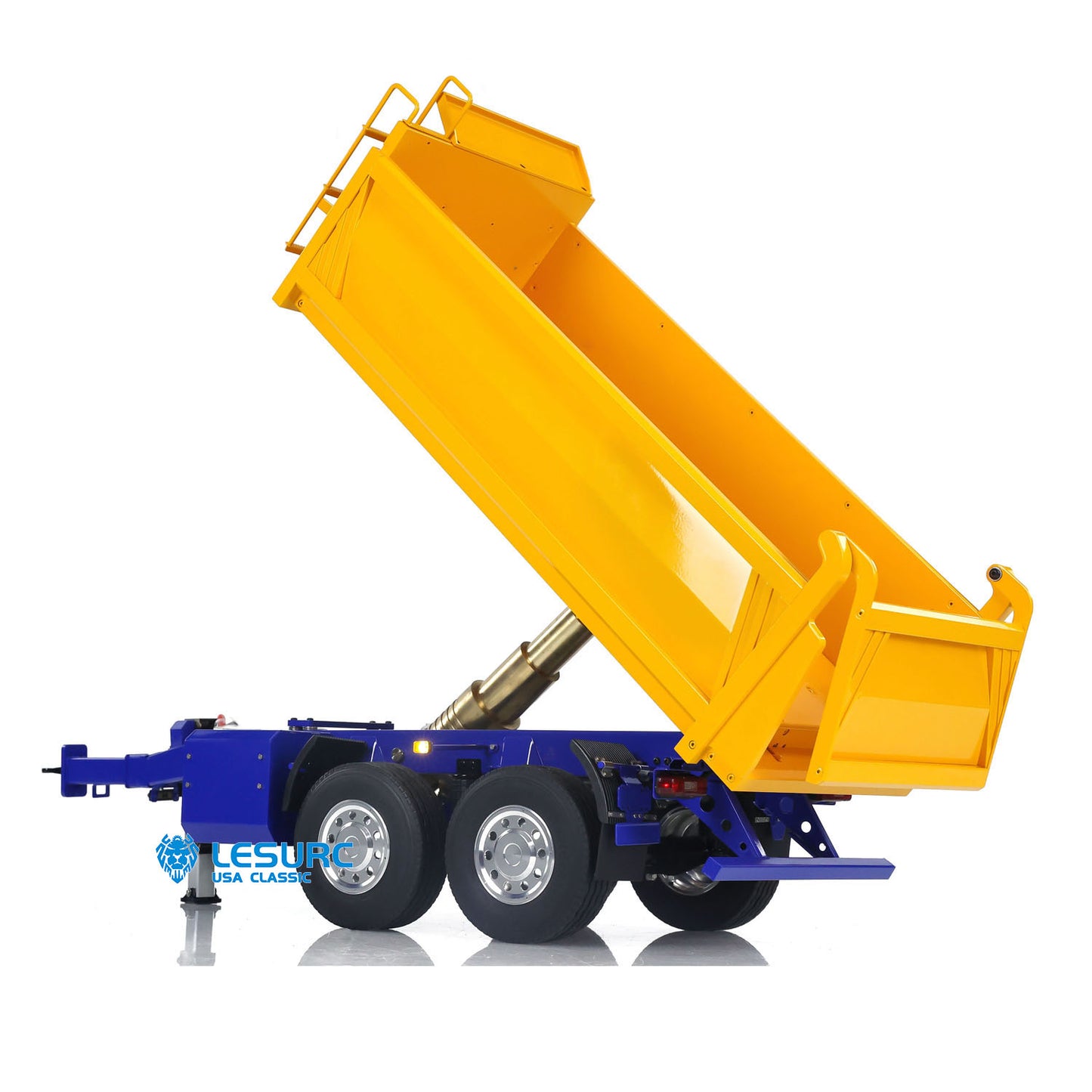 LESU A0051-C 1/14 Metal Full Dump Trailer 2-Axle Heavy Haul Transport Vehicle Electric Landing Legs LED Lights for RC Tractor Truck DIY Models for Model Enthusiast