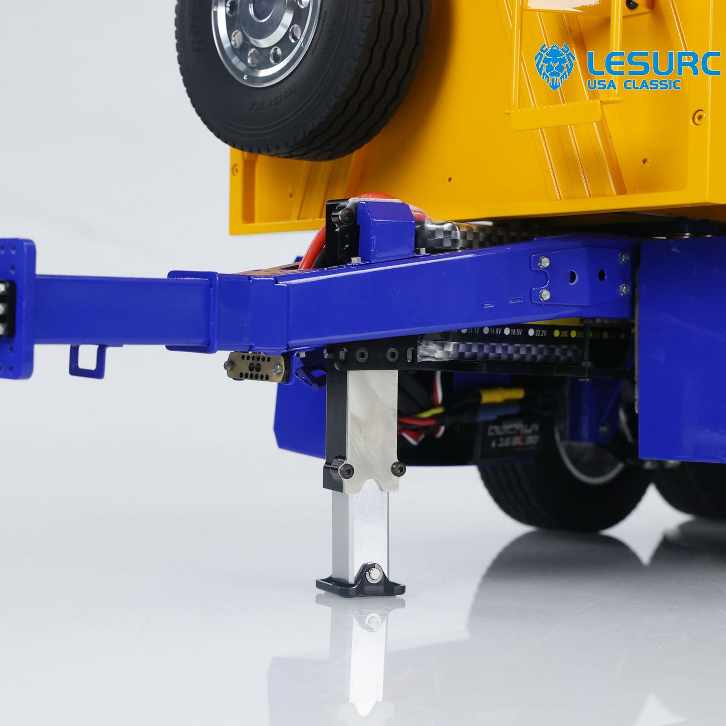 LESU A0051-C 1/14 Metal Full Dump Trailer 2-Axle Heavy Haul Transport Vehicle Electric Landing Legs LED Lights for RC Tractor Truck DIY Models for Model Enthusiast