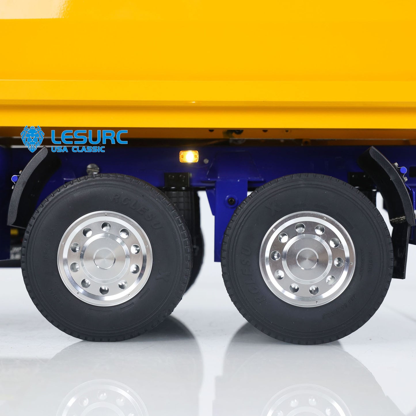 LESU Metal 1/14 2-Axle RC Hydraulic Trailers Electric Self-dumping Full Trailer for Construction Vehicles Truck Model DIY LED Lights