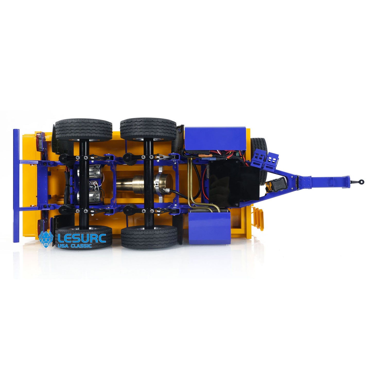 LESU A0051-C 1/14 Metal Full Dump Trailer 2-Axle Heavy Haul Transport Vehicle Electric Landing Legs LED Lights for RC Tractor Truck DIY Models for Model Enthusiast