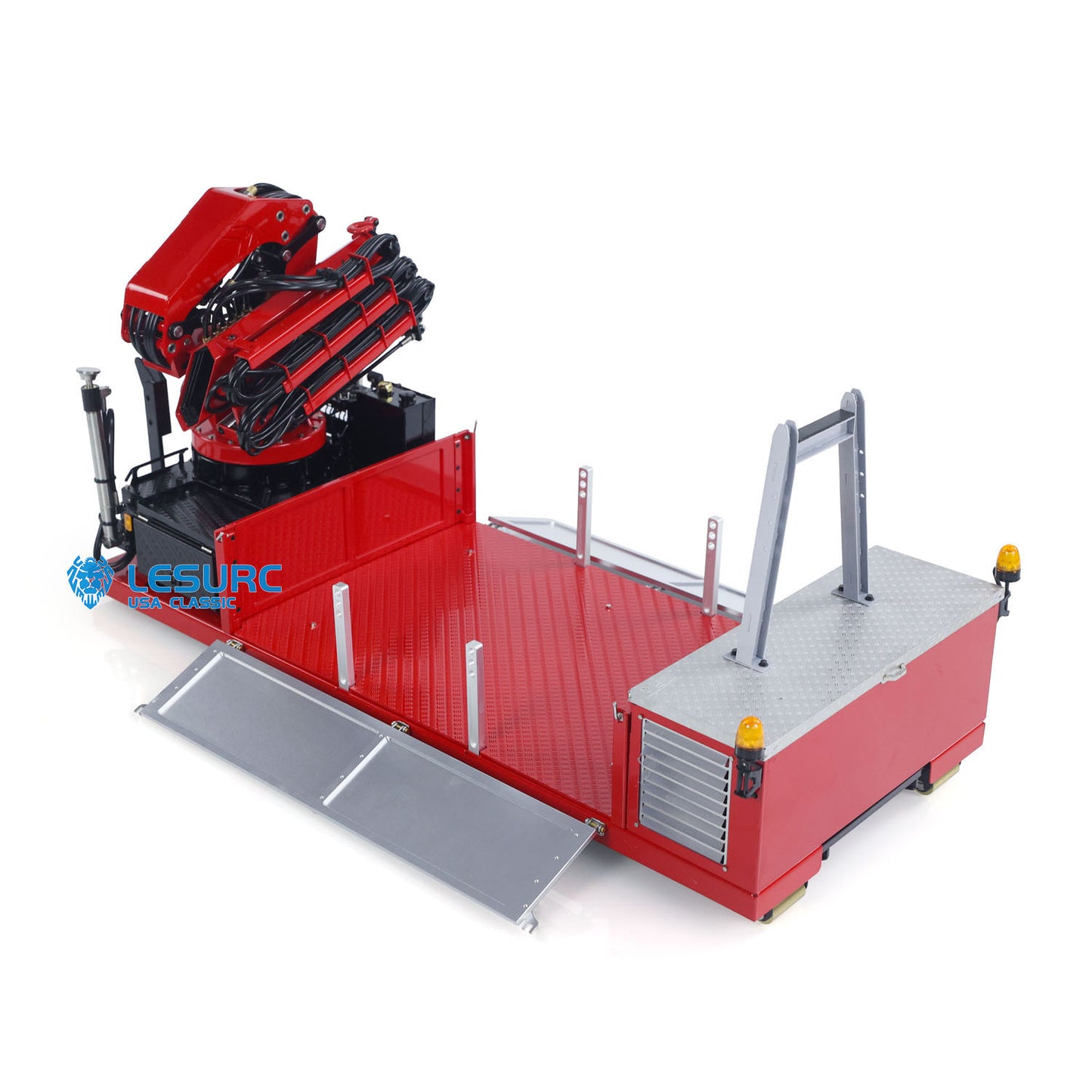 LESU 1/14 Stainless Steel Cargo Box Hydraulic Crane with 7CH Valve Pump Lights for Z0031 Z0017 Z0036 Z0016 20160901 RC Roll Off Dumper