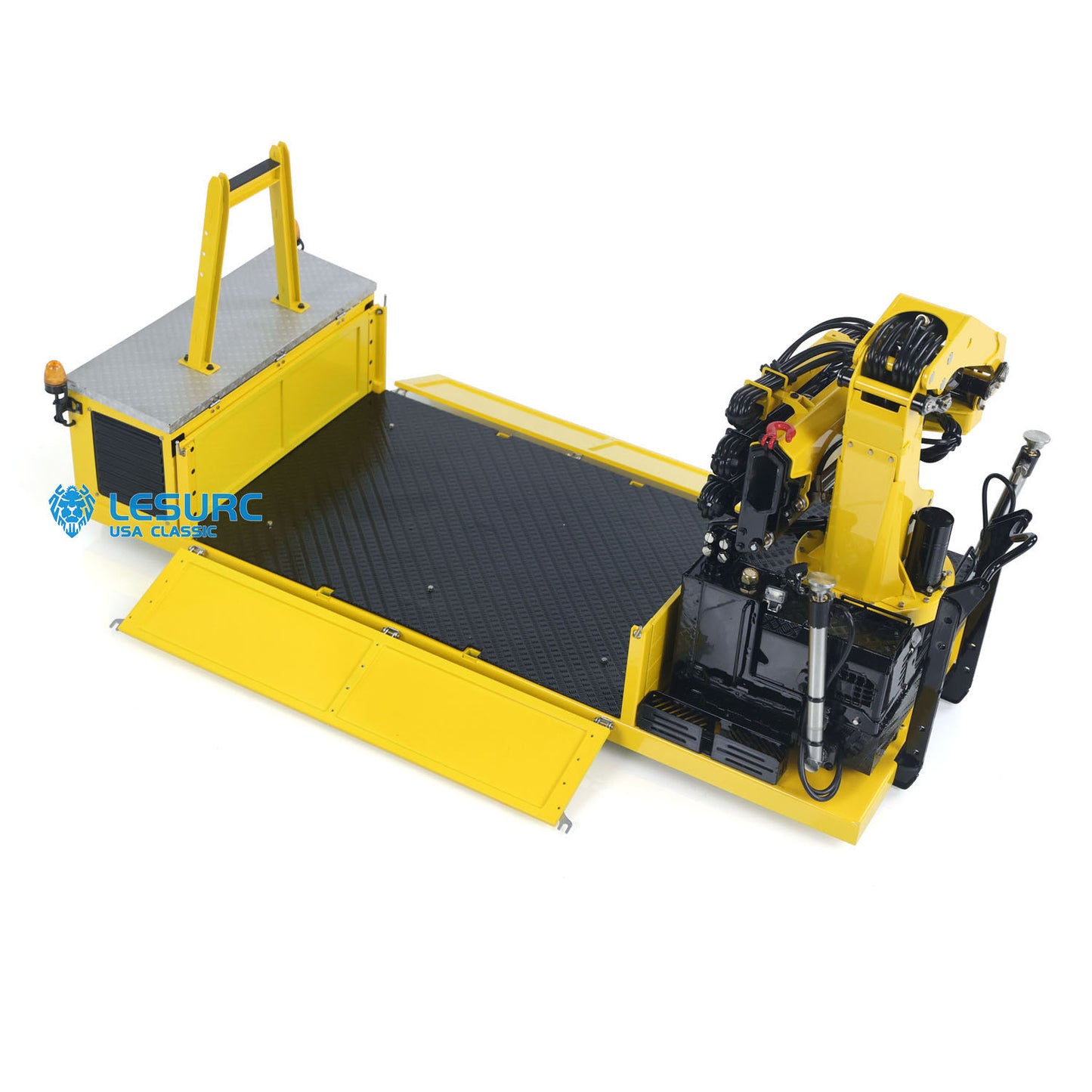 LESU 1/14 Stainless Steel Cargo Box Hydraulic Crane with 7CH Valve Pump Lights for Z0031 Z0017 Z0036 Z0016 20160901 RC Roll Off Dumper