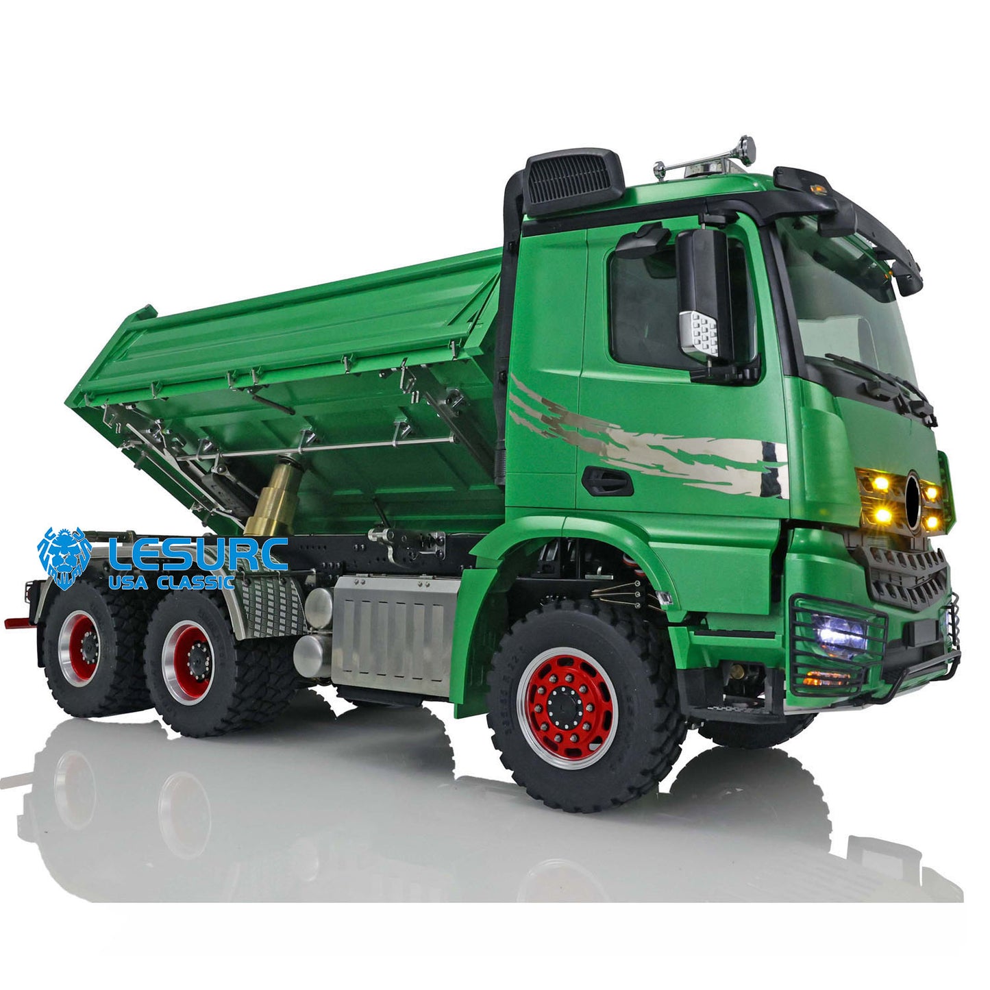 LESU K3363 Cabin 1/14 Metal 6x6 RC Hydraulic Dump Truck FlySky I6S Radio Controller 3 Speed Transmission Differential Lock for Model Enthusiast