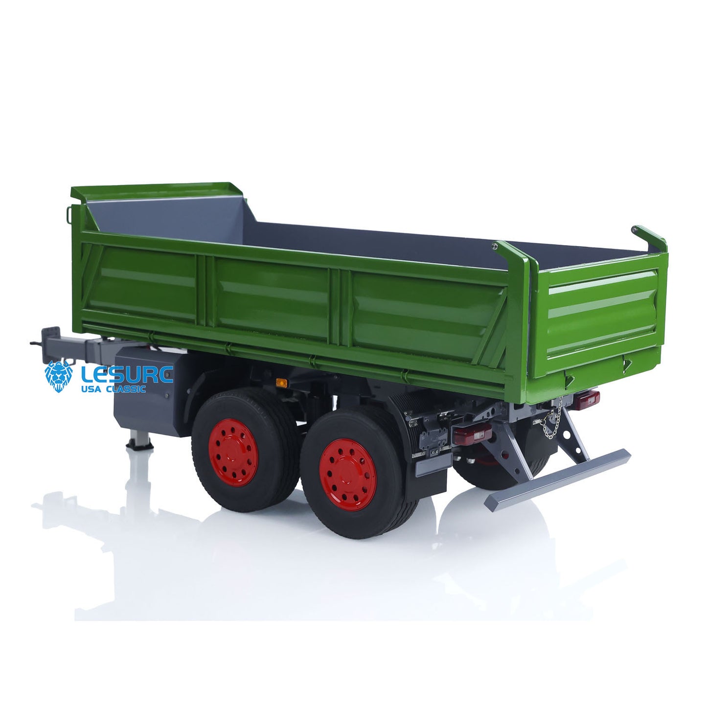 LESU A0051 1/14 Metal Hydraulic RC Full Trailer with Electric Support Legs LED Lights for RC Tractor Trucks Backyard Fun