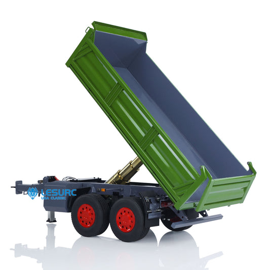 LESU 1/14 2 Axles RC Metal Trailer Remote Control Hydraulic Dump Trailer for Tractor Truck Dumper Radio Controlled Lorry Model