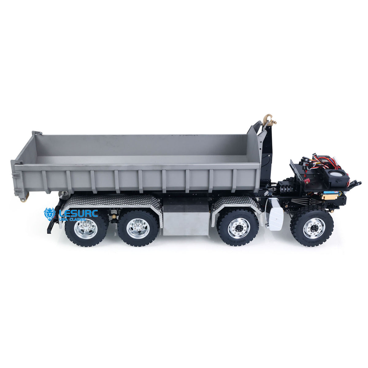 LESU Z0098 1/14 Metal Hydraulic Roll On Off Dump Truck 8x8 Folding Hooklift Engineering vehicle with 3Speed Gearbox Differential Lock Sound Light